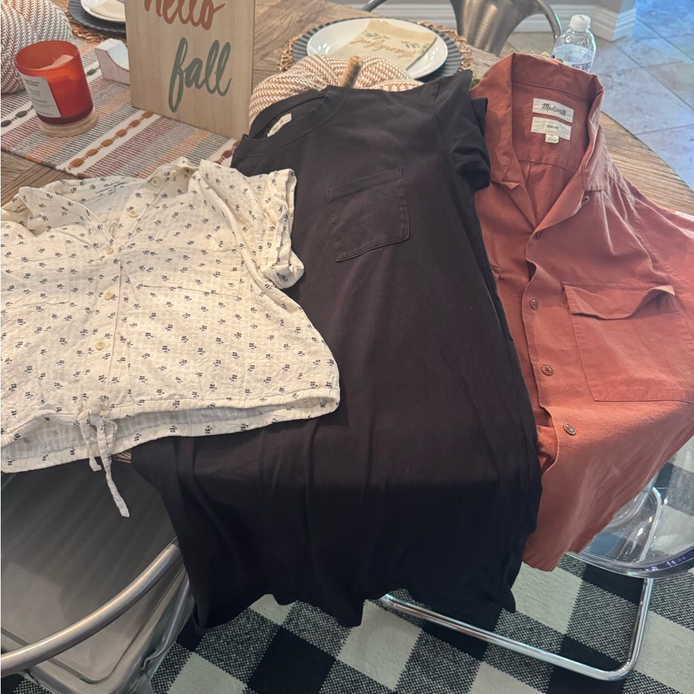 Madewell Cream and Black Patterned Shirt